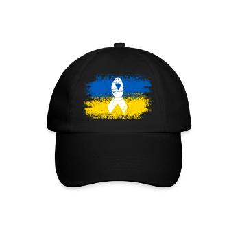 Ukrainian flag with peace ribbon - Baseball Cap - black/black - Front