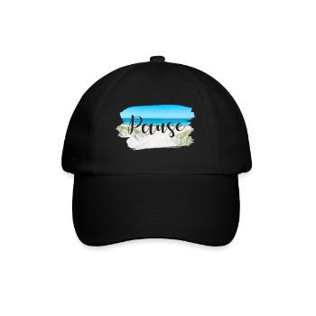 Pause Küste Sprüche Sommer Sonne Meer - Baseballkappe - Schwarz/Schwarz - Vorne