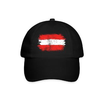 Red-White-Red Brush Flag - Baseball Cap - black/black - Front