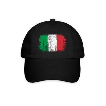 Italian Flag Brush Strokes - Baseball Cap - black/black - Front
