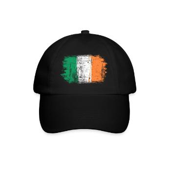 Irish Flag Brushstroke Print - Baseball Cap - black/black - Front