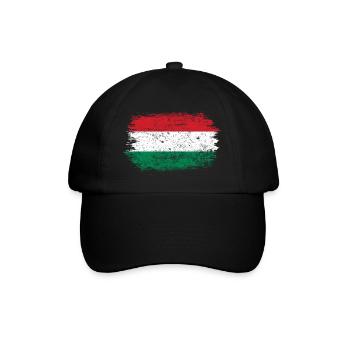 Hungarian Brush Flag Art - Baseball Cap - black/black - Front