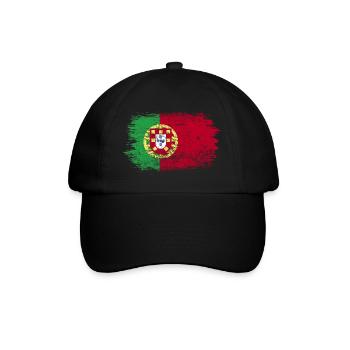 Portugal Flag Brush Stroke Art - Baseball Cap - black/black - Front