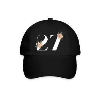 Blumen zum 27-jährigen Jubiläum (Geschenk von 27 Jahren) - Baseballkappe - Schwarz/Schwarz - Vorne