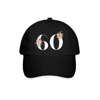 60e anniversaire fleuris (Cadeau de 60 ans) - Casquette classique - noir/noir - Devant