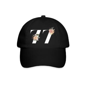 77th Anniversary Flowers (Gift of 77 years) - Baseball Cap - black/black - Front