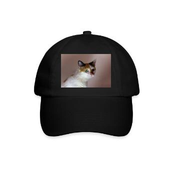 Die Katze mit dem süßen Look - Baseballkappe - Schwarz/Schwarz - Vorne