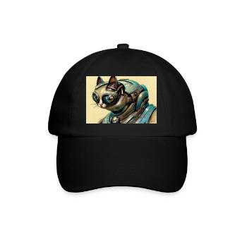 cyborg cat - Baseball Cap - black/black - Front
