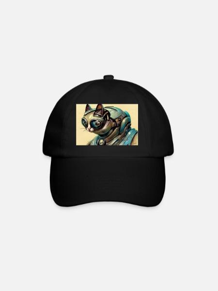 cyborg cat - Baseball Cap - black/black