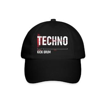 Techno Kick Drum - キックドラム - Baseballkappe - Schwarz/Schwarz - Vorne
