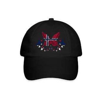 Norway Norwegian Norway Flag Butterflies - Baseball Cap - black/black - Front