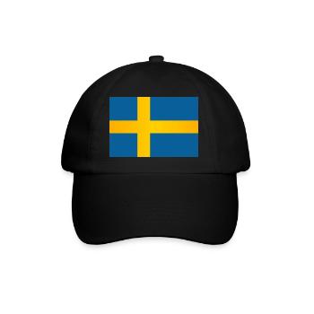 Flagge von Schweden - Baseballkappe - Schwarz/Schwarz - Vorne