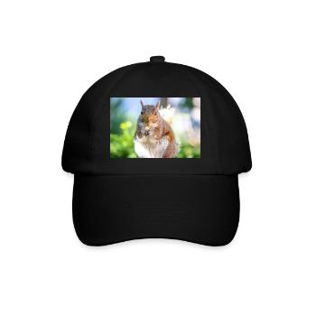 Grauhörnchen essen - Baseballkappe - Schwarz/Schwarz - Vorne