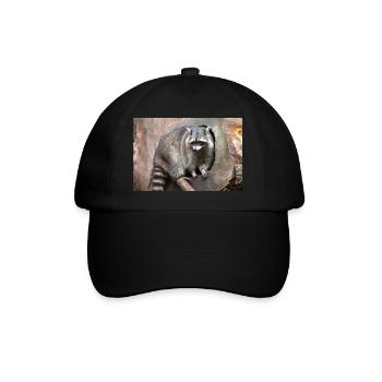 North American racoon (in german Waschbär) - Baseball Cap - black/black - Front