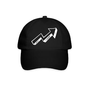 Pfeil Zeichnung Skizze weiß - Baseballkappe - Schwarz/Schwarz - Vorne