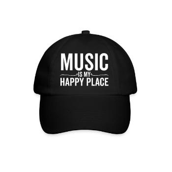 Musik ist mein glücklicher Ort - Baseballkappe - Schwarz/Schwarz - Vorne