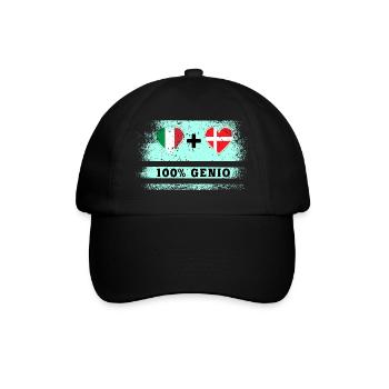 Italy and Denmark 100% genius flag - Baseball Cap - black/black - Front