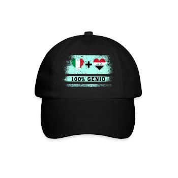 Italien und Irak 100% geniale Flagge - Baseballkappe - Schwarz/Schwarz - Vorne