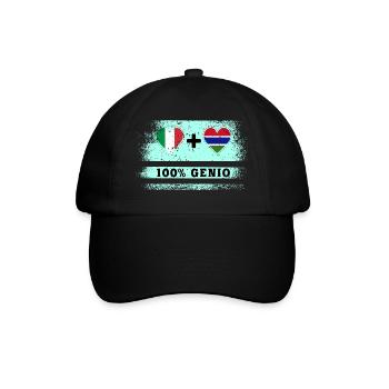 Italy and Gambia 100% genius flag - Baseball Cap - black/black - Front
