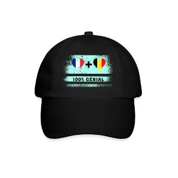 Drapeau France et Belgique 100% génial - Casquette classique - noir/noir - Devant