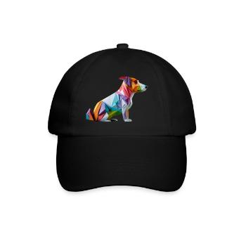 Moderne Farbenfrohe Origami Hund Corgi - Baseballkappe - Schwarz/Schwarz - Vorne