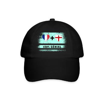 Flagge Frankreich und England 100% genial - Baseballkappe - Schwarz/Schwarz - Vorne