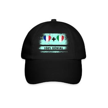 Drapeau France et Italie 100% génial - Casquette classique - noir/noir - Devant