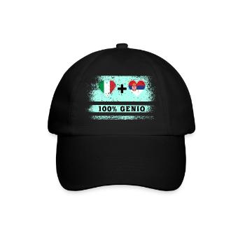 Italy and Serbia 100% genius flag - Baseball Cap - black/black - Front