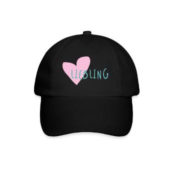 Liebling - Herz - Baseballkappe - Schwarz/Schwarz - Vorne