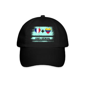100% tolle Frankreich und Venezuela Flagge - Baseballkappe - Schwarz/Schwarz - Vorne