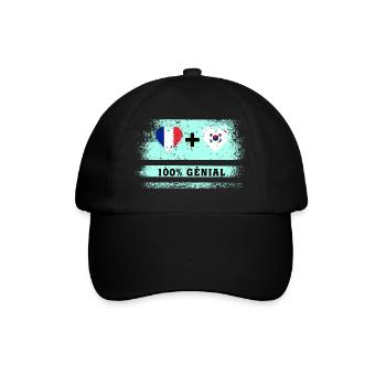 Drapeau France et Corée du Sud 100% génial - Casquette classique - noir/noir - Devant