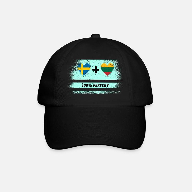 Litauen und Schweden 100% perfekt / Geschenk - Baseballkappe - Schwarz/Schwarz