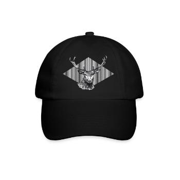Hirsch - Baseballkappe - Schwarz/Schwarz - Vorne