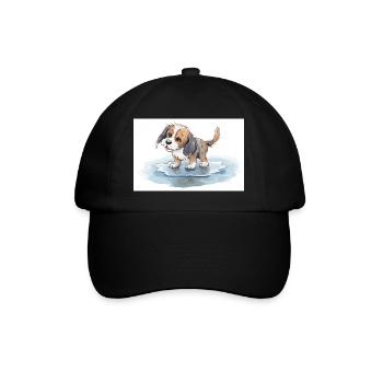Happy dog playing in a rain puddle - Baseball Cap - black/black - Front