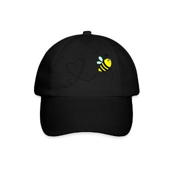 biene comic love 3 - Baseballkappe - Schwarz/Schwarz - Vorne