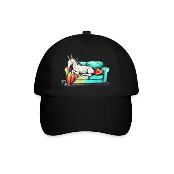 Lazy unicorn chilling on the sofa - Baseball Cap - black/black - Front