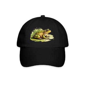 The green frog has a perfect camouflage - Baseball Cap - black/black - Front
