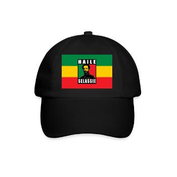 REGGAE RASTA FLAGGE - SELASSIE I - JAH RASTAFARI - Baseballkappe - Schwarz/Schwarz - Vorne