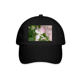 Kapernstrauch auch Flinders-Rose Capparis spinosa - Baseballkappe - Schwarz/Schwarz - Vorne