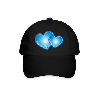 Blaue Herzen - Baseballkappe - Schwarz/Schwarz - Vorne