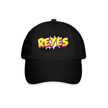 Reyes benutzerdefinierter Name Comic-Buch-Stil Pop-Art, Reyes - Baseballkappe - Schwarz/Schwarz - Vorne