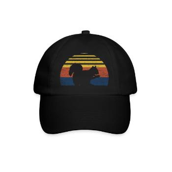Squirrel Sunset Retro Forest Animal Vintage Rodent - Baseball Cap - black/black - Front