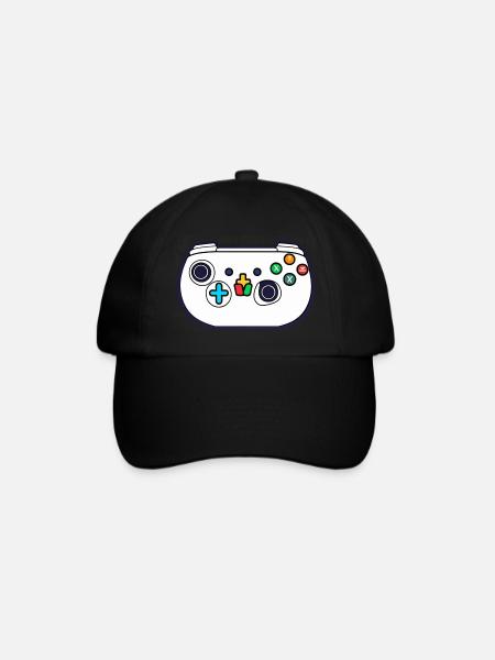 Weißer Videospiel-Controller - Baseballkappe - Schwarz/Schwarz