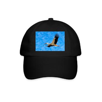 Storch im Flug - Baseballkappe - Schwarz/Schwarz - Vorne