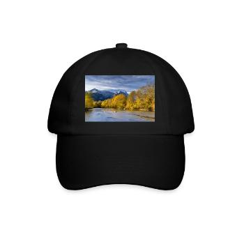 Autumn atmosphere on the Loisach with the Zugspitze - Baseball Cap - black/black - Front