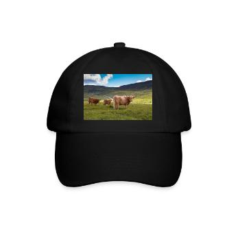 Schottische Hochlandrinder - Baseballkappe - Schwarz/Schwarz - Vorne