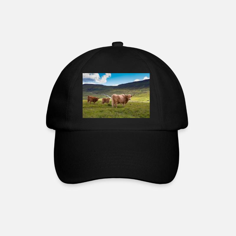 Schottische Hochlandrinder - Baseballkappe - Schwarz/Schwarz