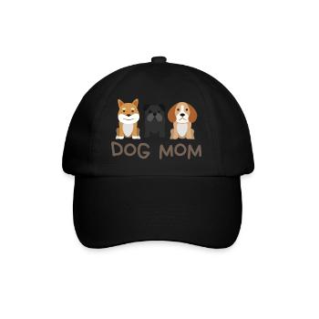 Dog Mom mit 3 Hunden - Baseballkappe - Schwarz/Schwarz - Vorne