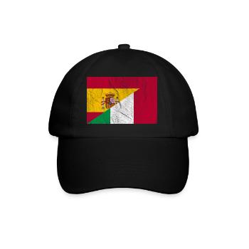 Vintage Spanien Italien Flagge - Baseballkappe - Schwarz/Schwarz - Vorne