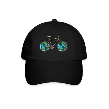 Planet Bike, Ästhetisches grünes Planet Earth Fahrrad - Baseballkappe - Schwarz/Schwarz - Vorne
